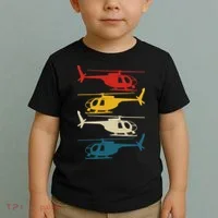 Helicopter Pilot Co. Retro Aviation, Black, Toddler T-Shirt thumb 2