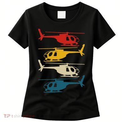 Helicopter Pilot Co. Retro Aviation, Black, Women's T-Shirt