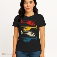 Helicopter Pilot Co. Retro Aviation, Black, Women's T-Shirt thumb 4