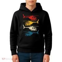 Helicopter Pilot Co. Retro Aviation, Black, Kids Hoodie thumb 4