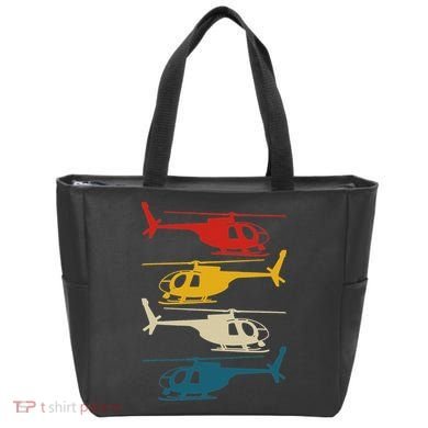 Helicopter Pilot Co. Retro Aviation, Black, Tote Bag