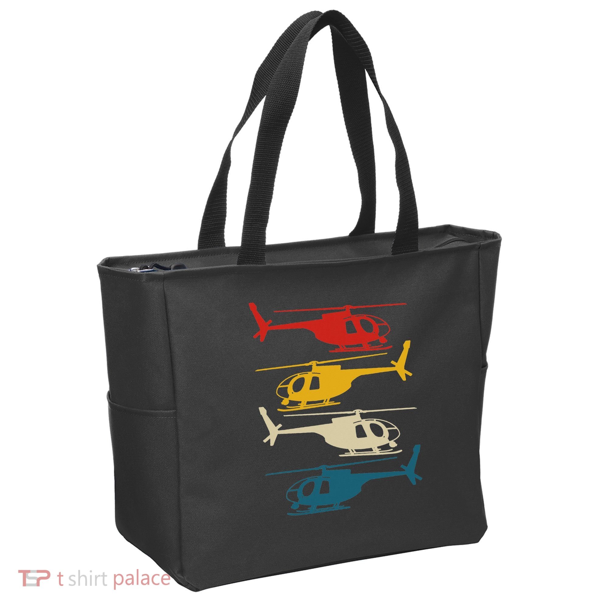 Helicopter Pilot Co. Retro Aviation, Black, Tote Bag