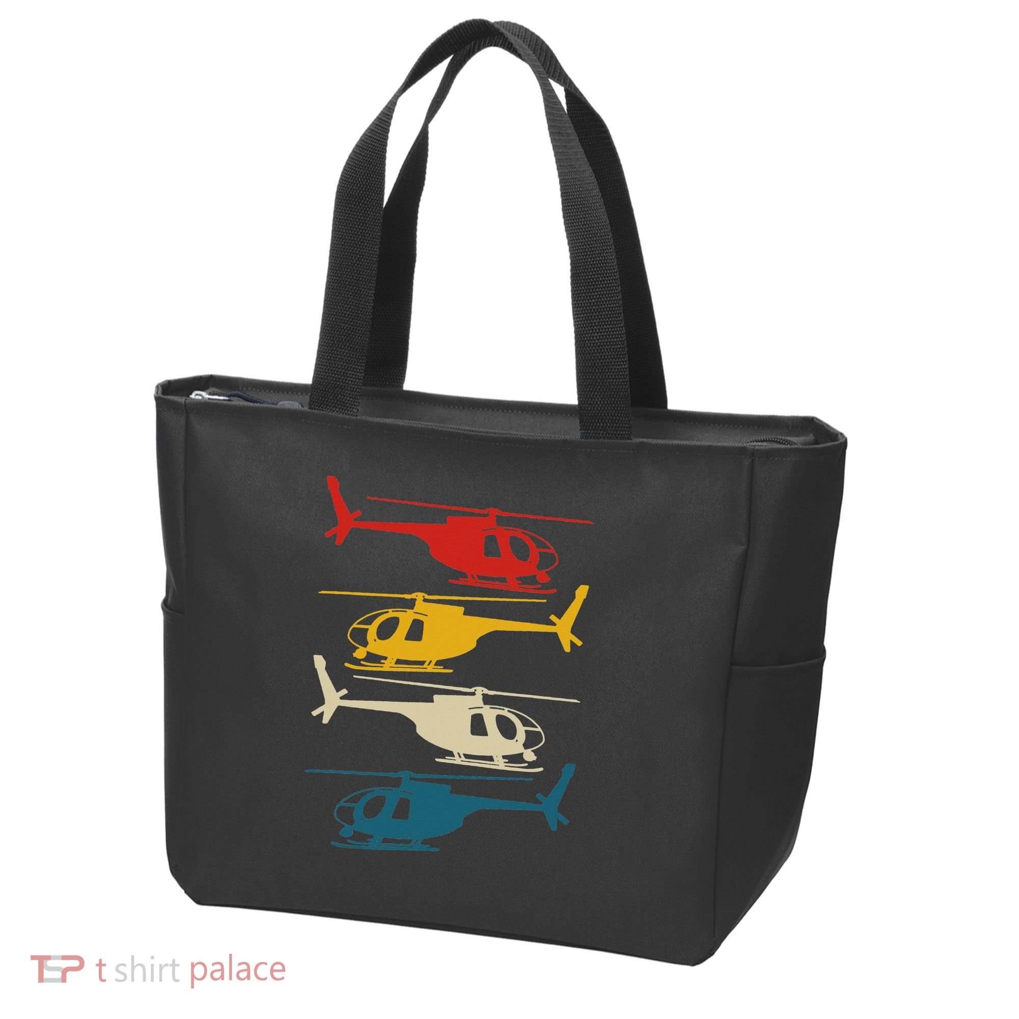 Helicopter Pilot Co. Retro Aviation, Black, Tote Bag