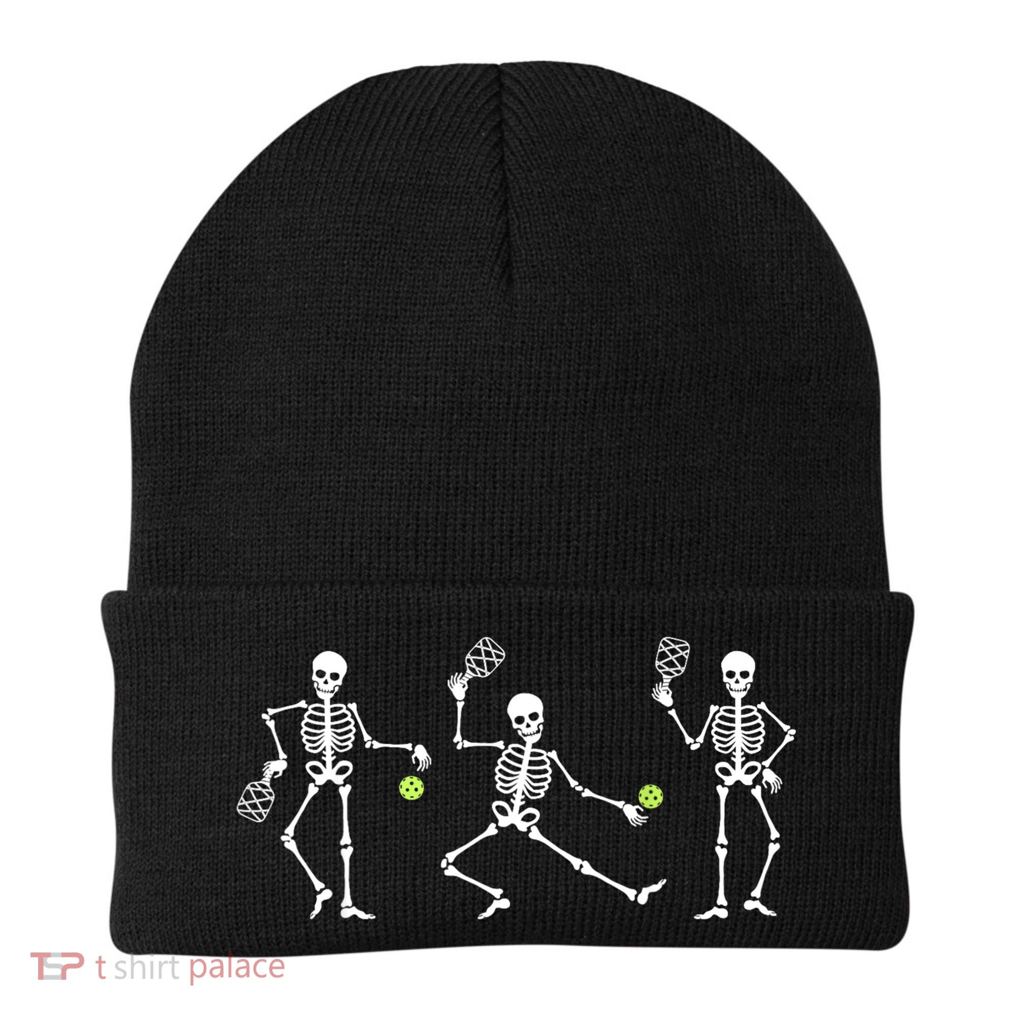 Halloween Pickleball Costume Skeletons Playing Pickleball Beanie