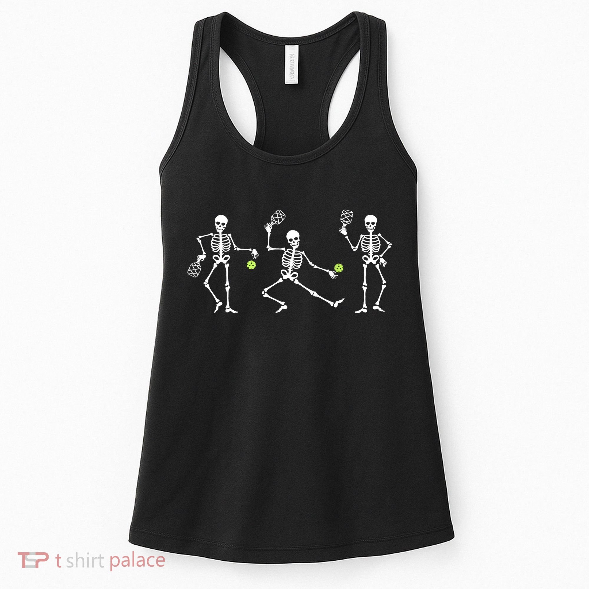Halloween Pickleball Costume Skeletons Playing Pickleball Women's Tank Top