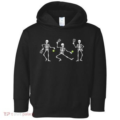 Halloween Pickleball Costume Skeletons Playing Pickleball Toddler Hoodie