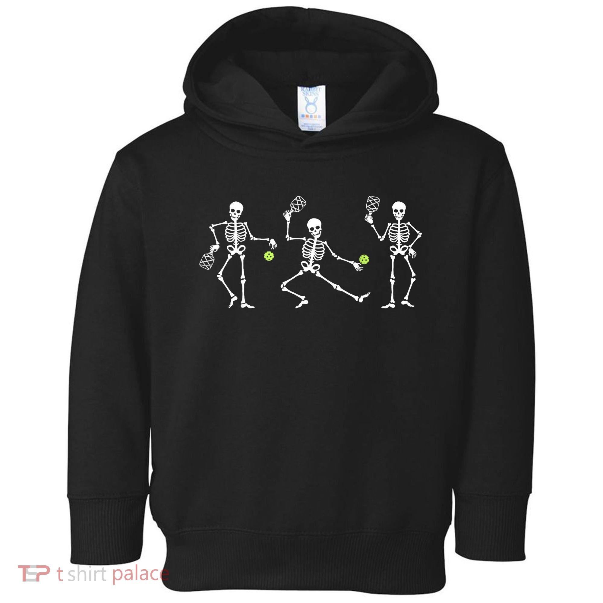 Halloween Pickleball Costume Skeletons Playing Pickleball Toddler Hoodie