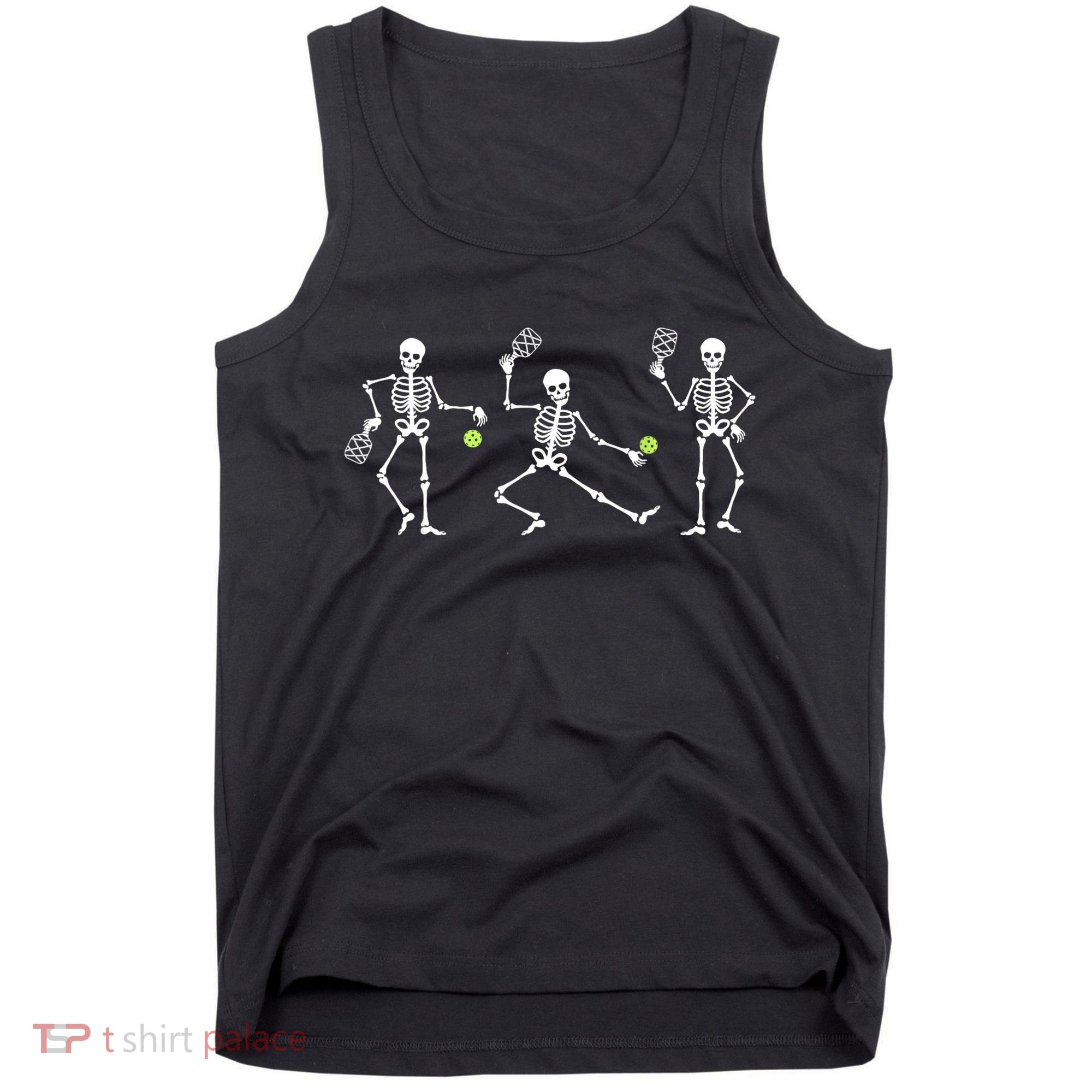 Halloween Pickleball Costume Skeletons Playing Pickleball Tank Top
