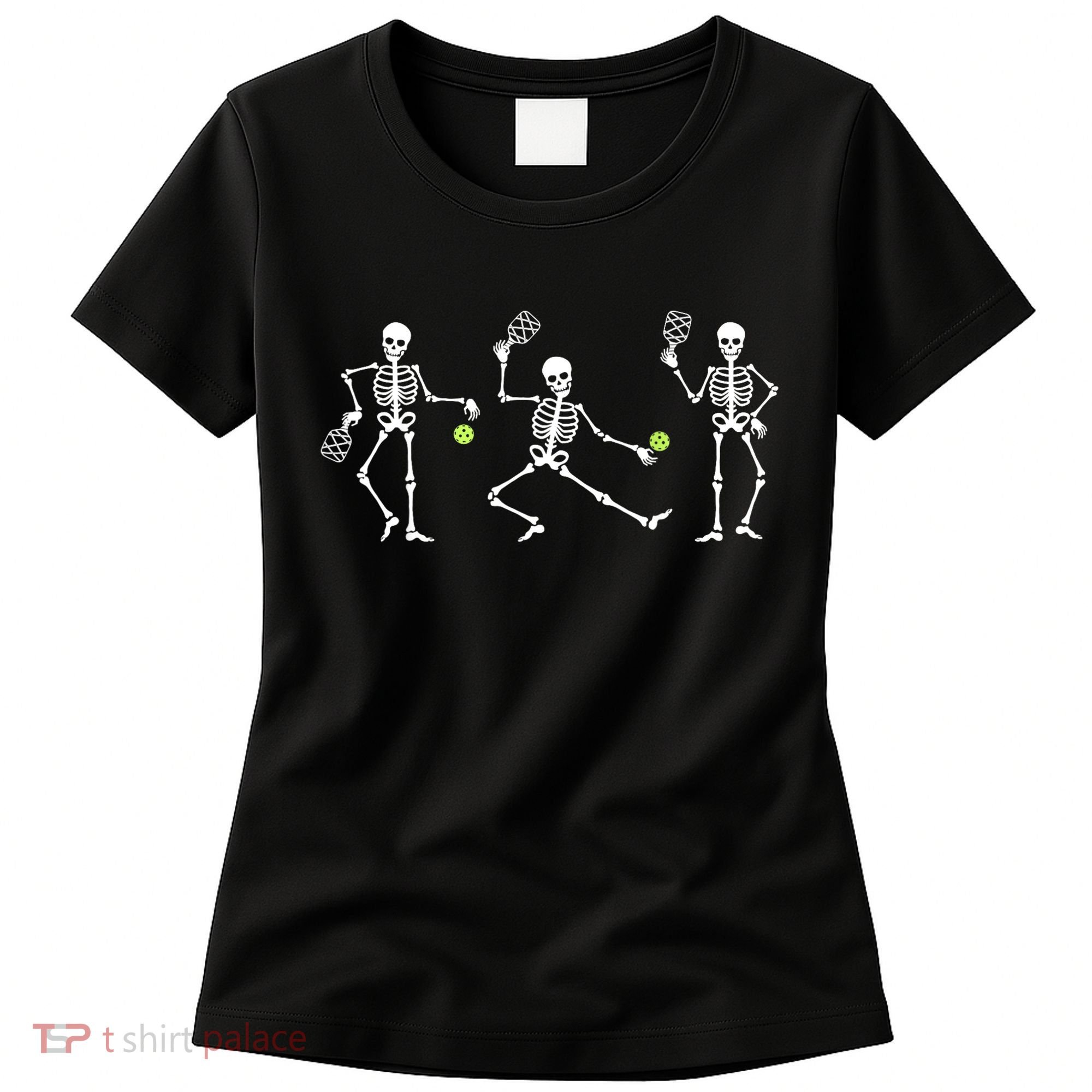 Halloween Pickleball Costume Skeletons Playing Pickleball Women's T-Shirt