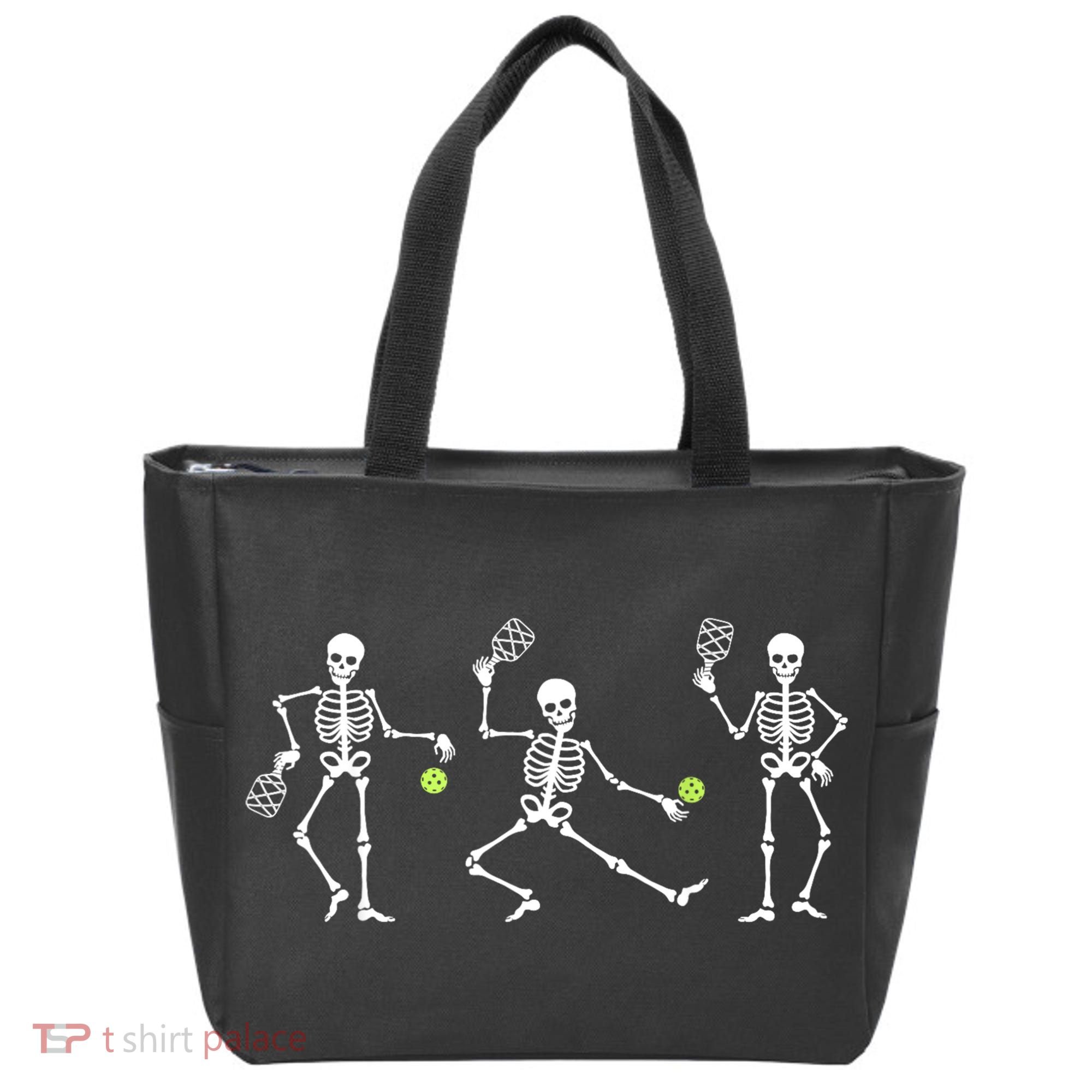 Halloween Pickleball Costume Skeletons Playing Pickleball Tote Bag