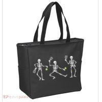 Halloween Pickleball Costume Skeletons Playing Pickleball Tote Bag thumb 2
