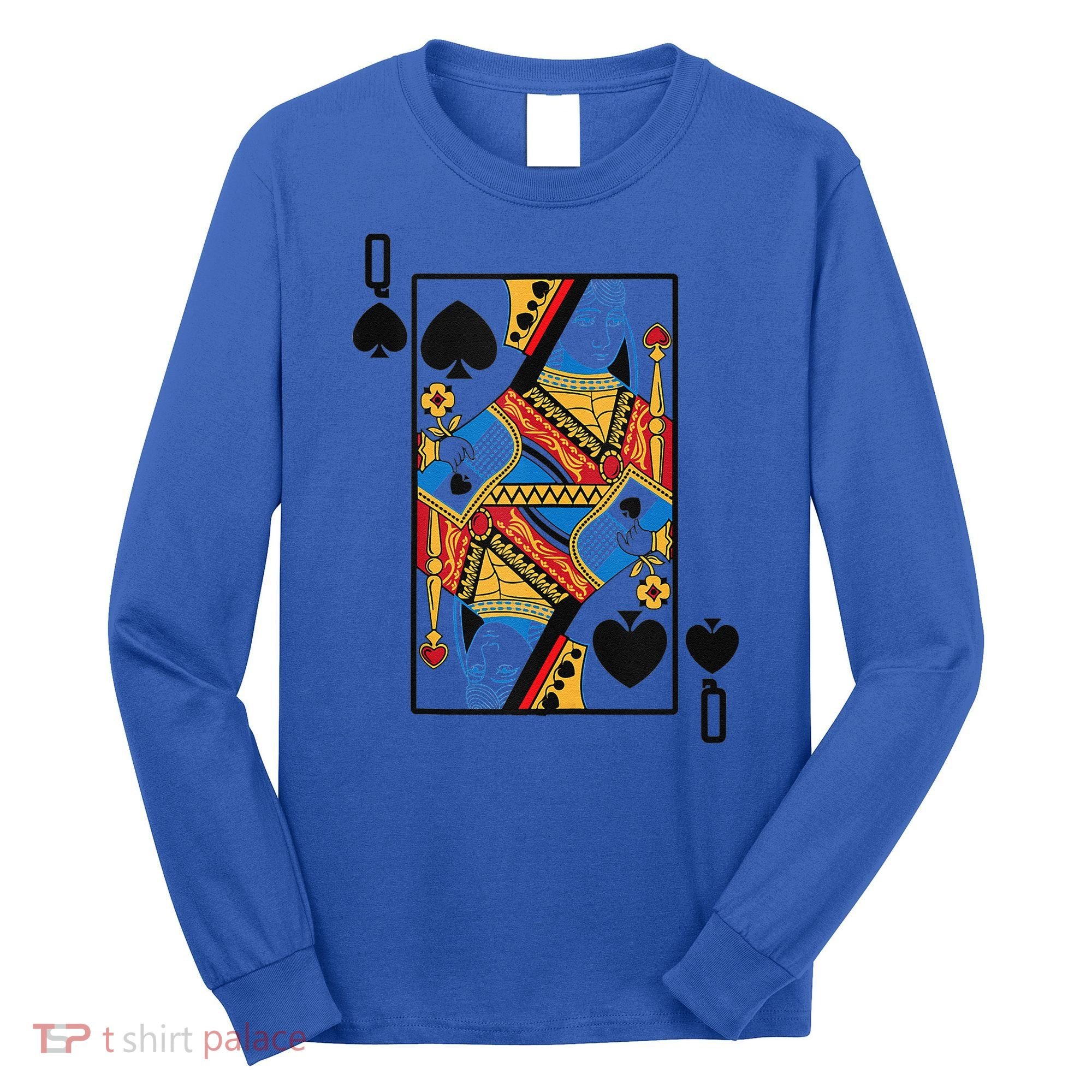 Halloween Playing Card Costume QUEEN Of SPADES Long Sleeve Shirt