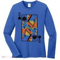 Halloween Playing Card Costume QUEEN Of SPADES Women's Long Sleeve Shirt thumb 0