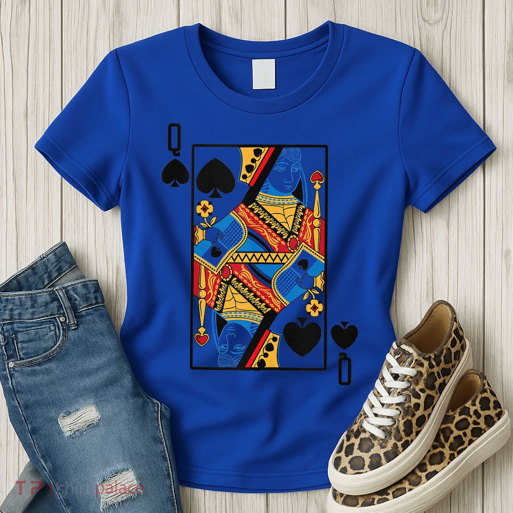 Halloween Playing Card Costume QUEEN Of SPADES Women's T-Shirt