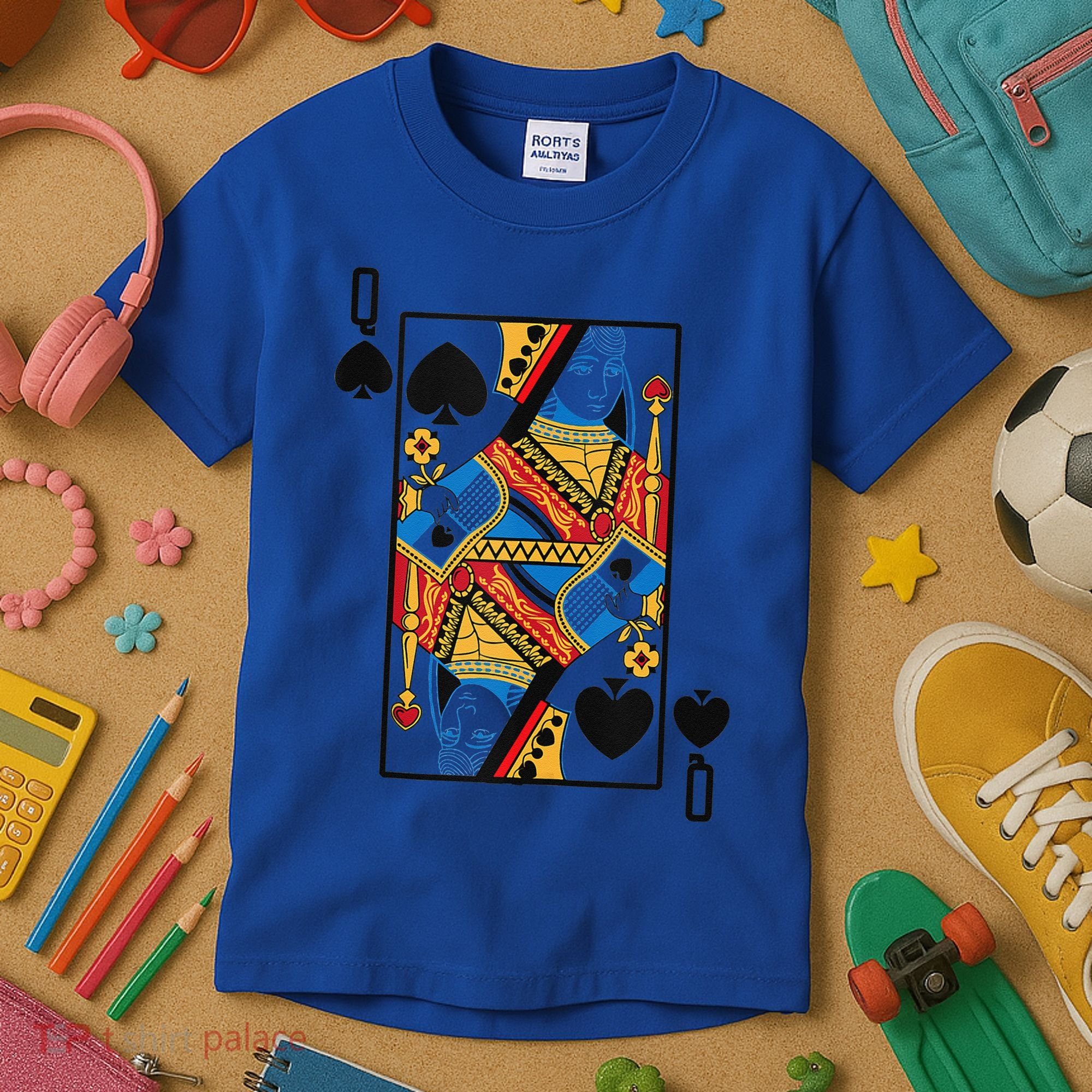 Halloween Playing Card Costume QUEEN Of SPADES Kids T-Shirt