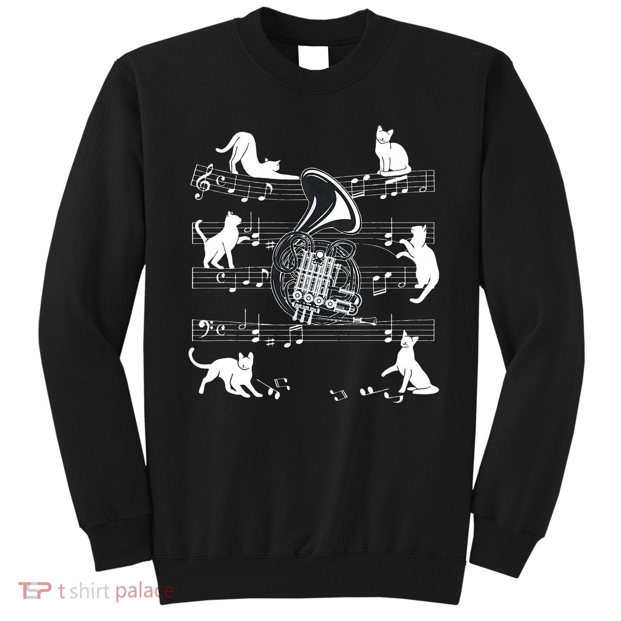 Horn Player Cats For Cat Loving French Horn Player Sweatshirt