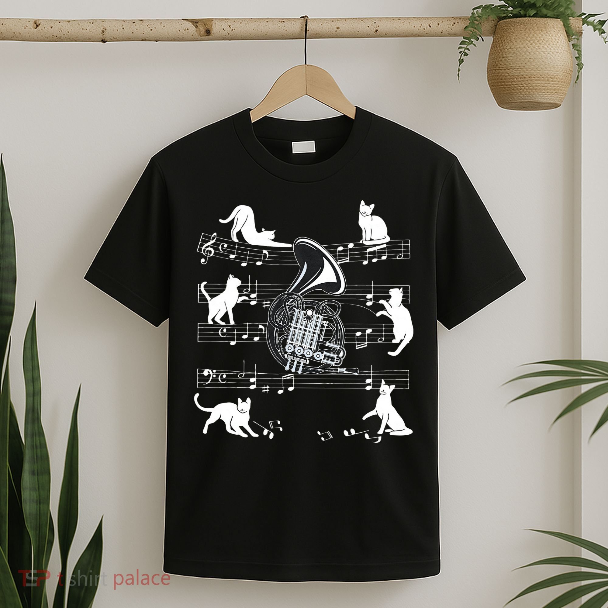 Horn Player Cats For Cat Loving French Horn Player T-Shirt
