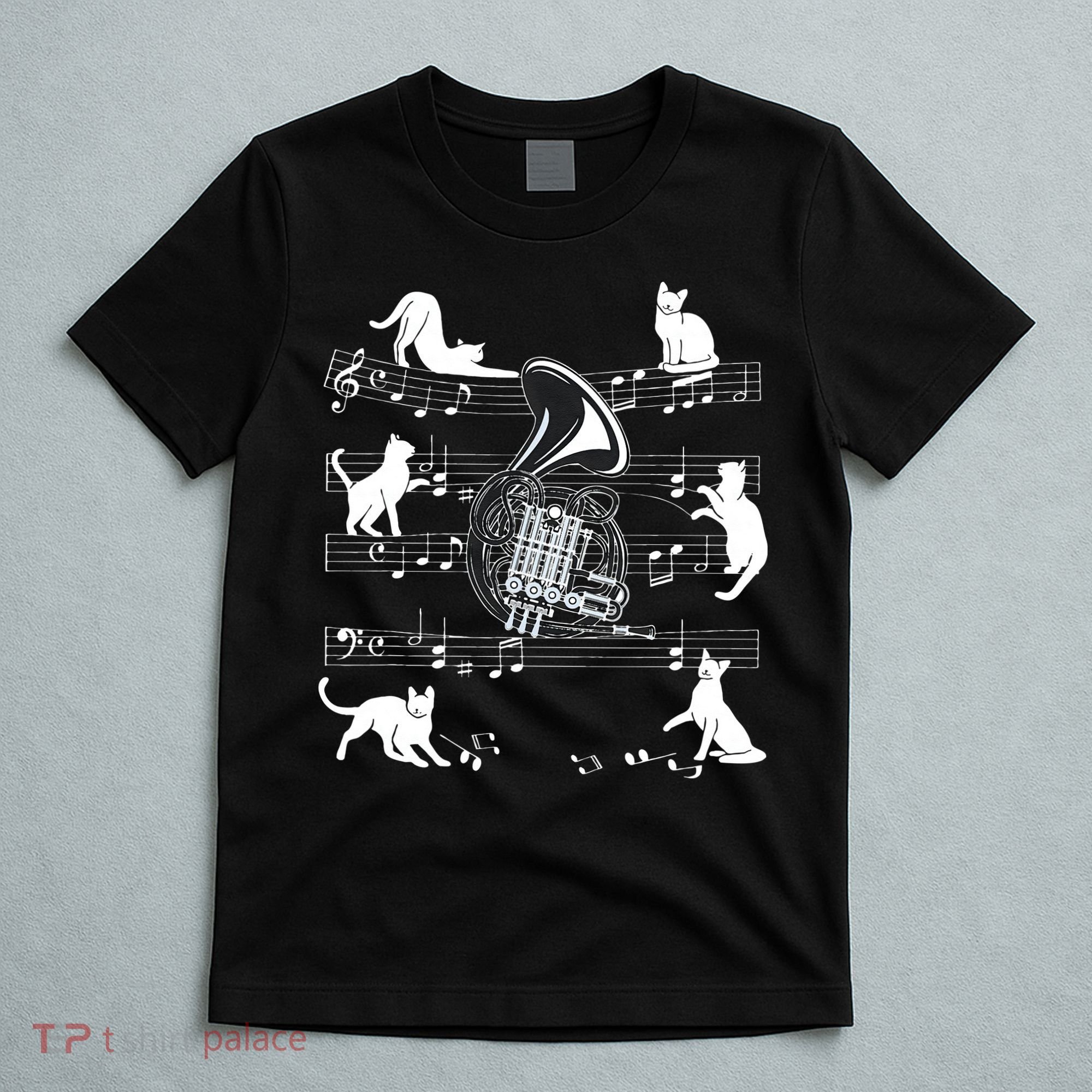Horn Player Cats For Cat Loving French Horn Player T-Shirt