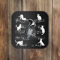 Horn Player Cats For Cat Loving French Horn Player Coaster thumb 0
