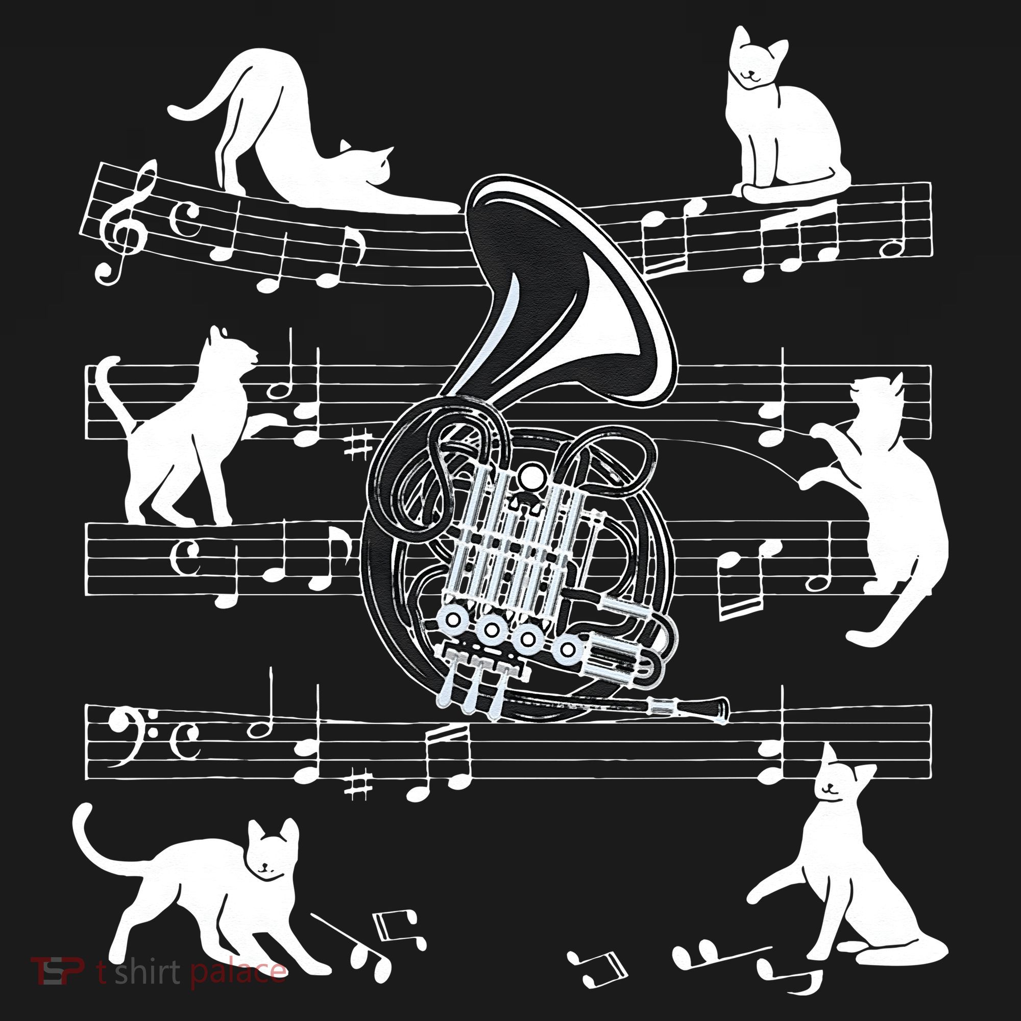 Horn Player Cats For Cat Loving French Horn Player Women's Hoodie