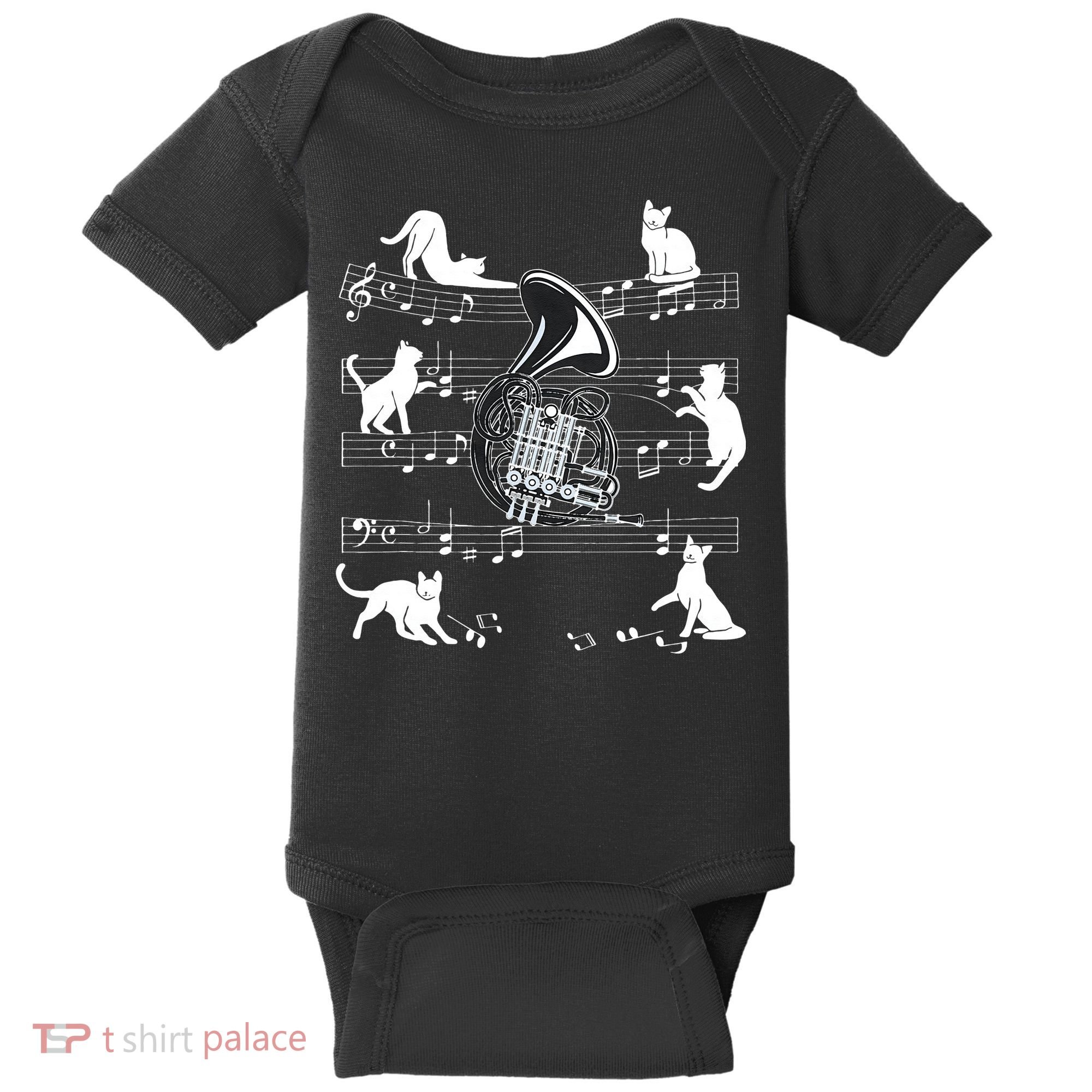 Horn Player Cats For Cat Loving French Horn Player Baby Bodysuit