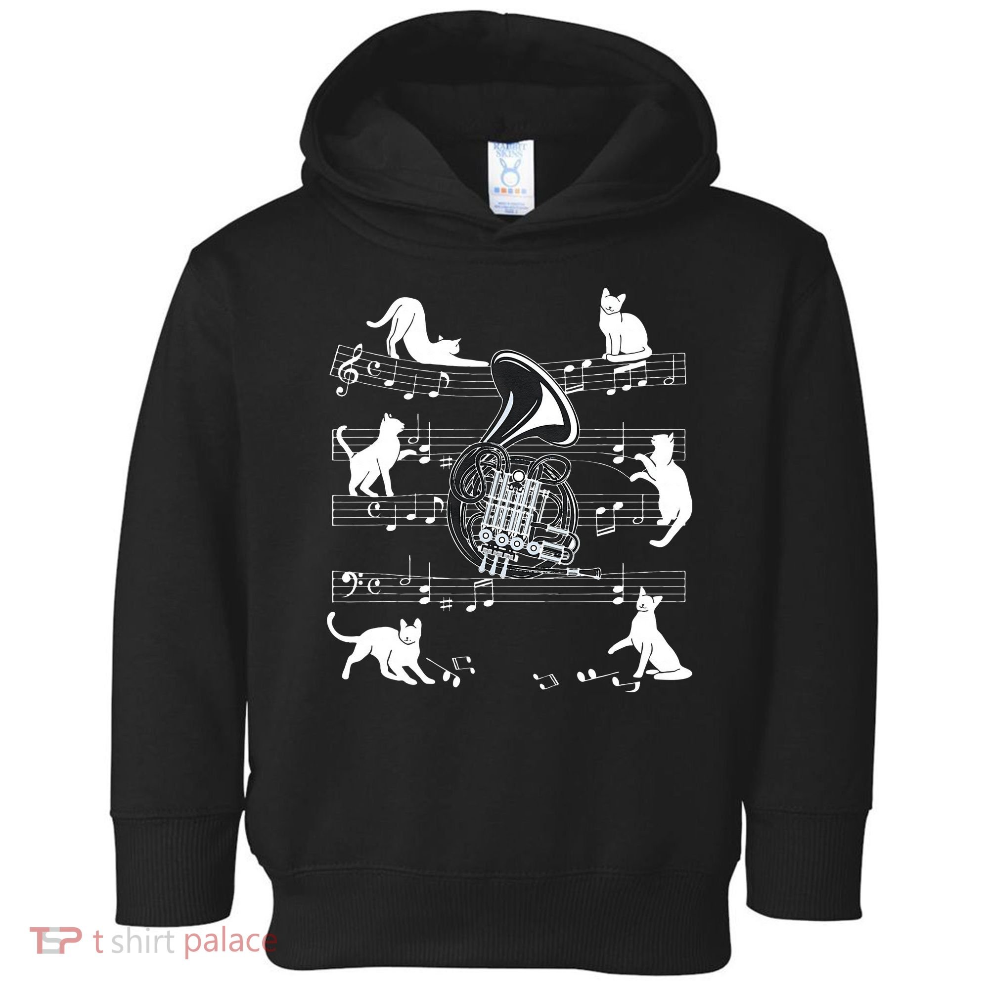 Horn Player Cats For Cat Loving French Horn Player Toddler Hoodie