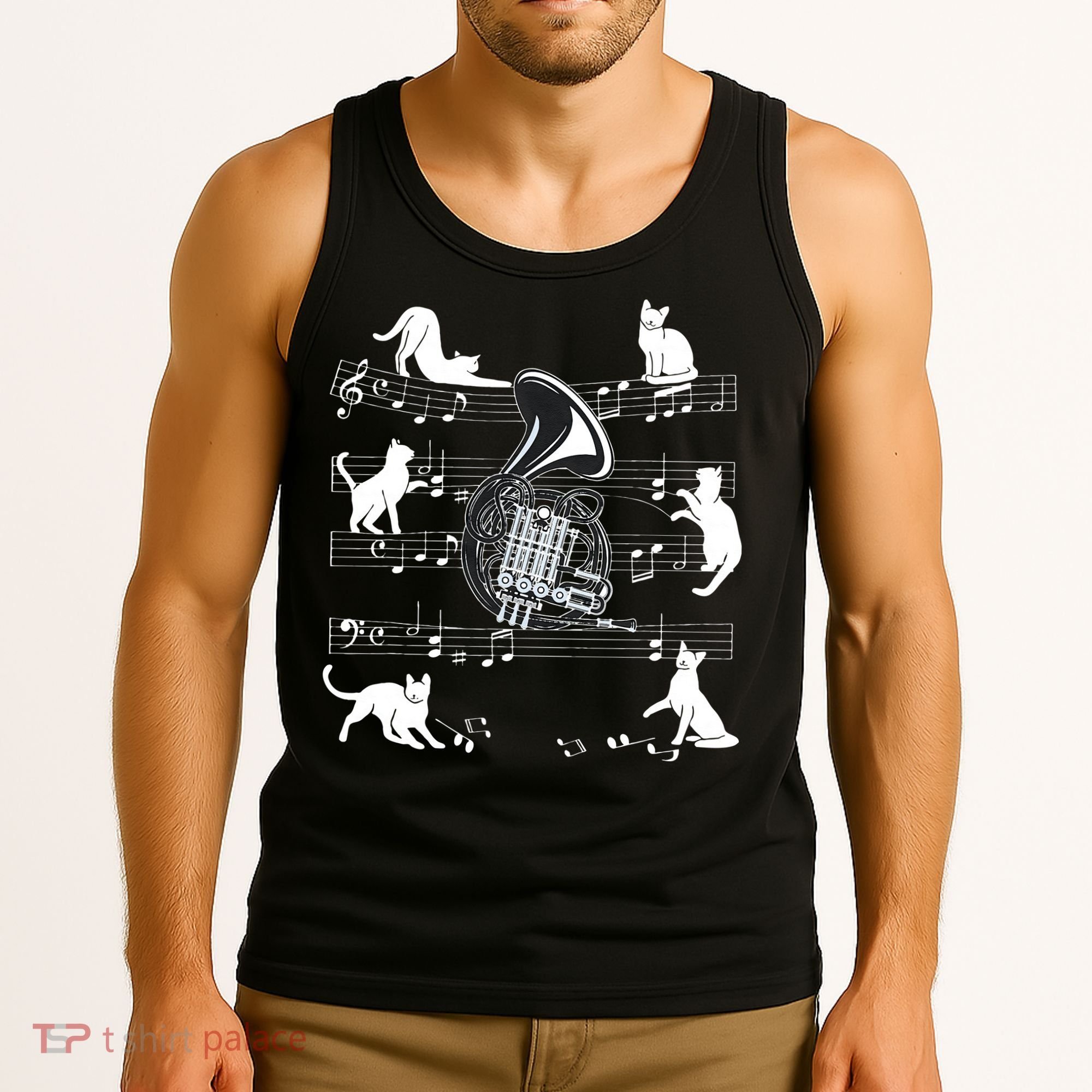 Horn Player Cats For Cat Loving French Horn Player Tank Top