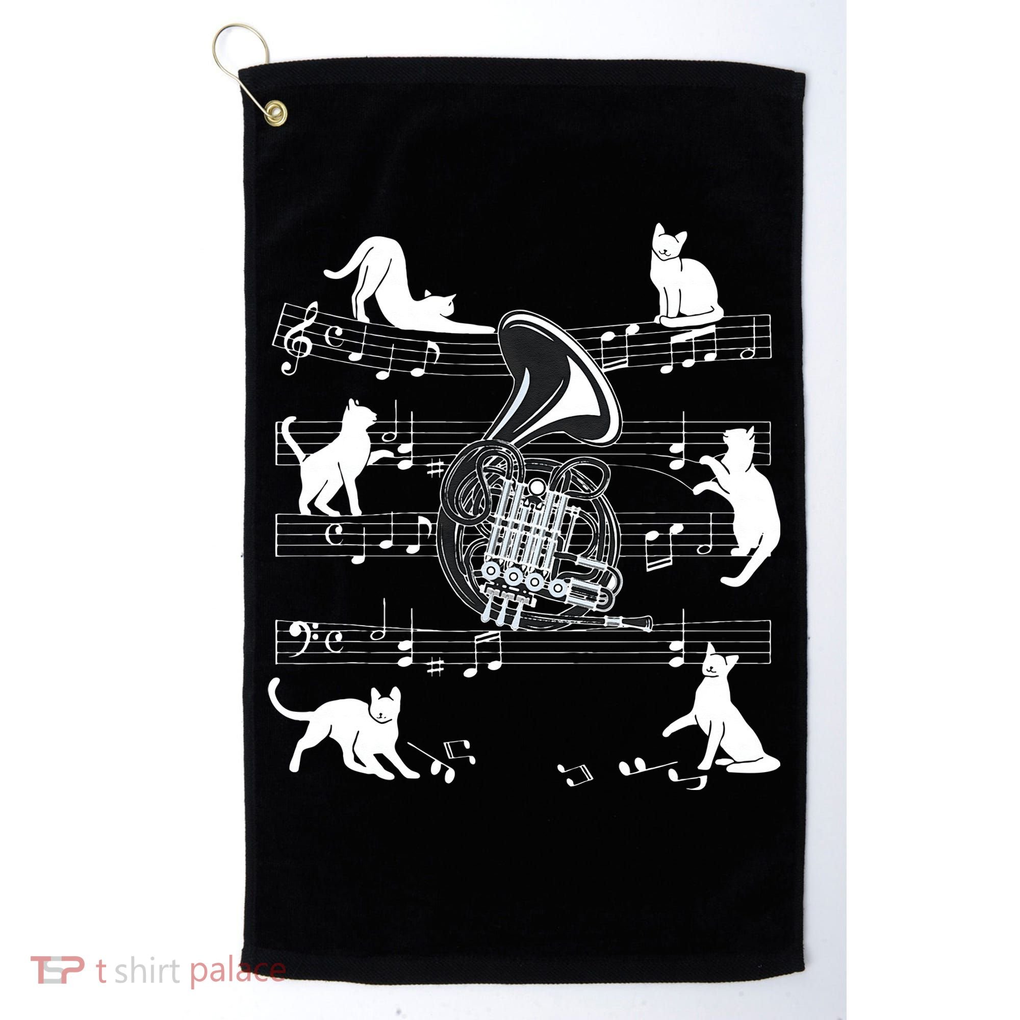 Horn Player Cats For Cat Loving French Horn Player Golf Towel