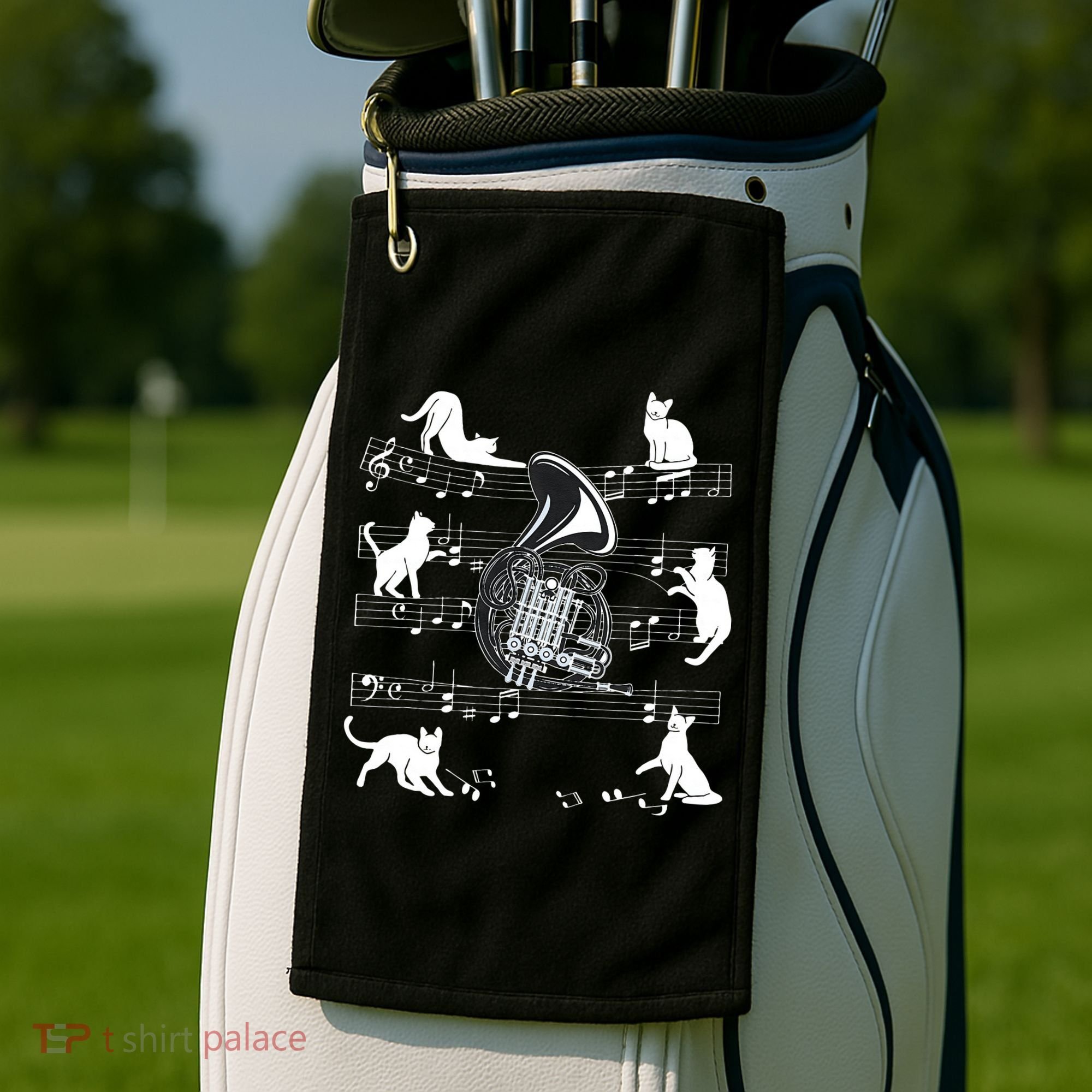 Horn Player Cats For Cat Loving French Horn Player Golf Towel