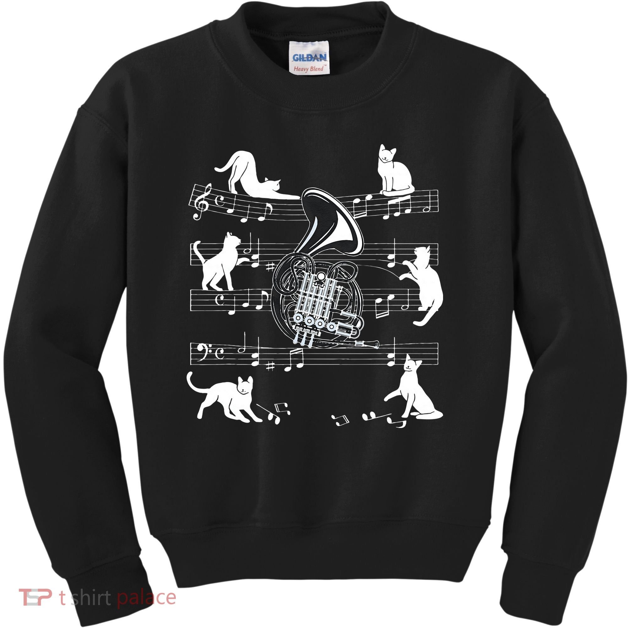 Horn Player Cats For Cat Loving French Horn Player Kids Sweatshirt