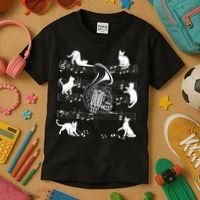 Horn Player Cats For Cat Loving French Horn Player Kids T-Shirt thumb 3
