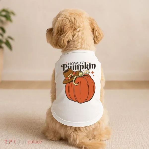 Howdy Pumpkin Cowboy Fall Doggie Tank