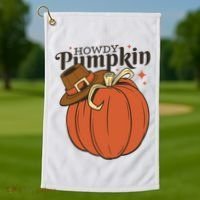Howdy Pumpkin Cowboy Fall Golf Towel thumb 1