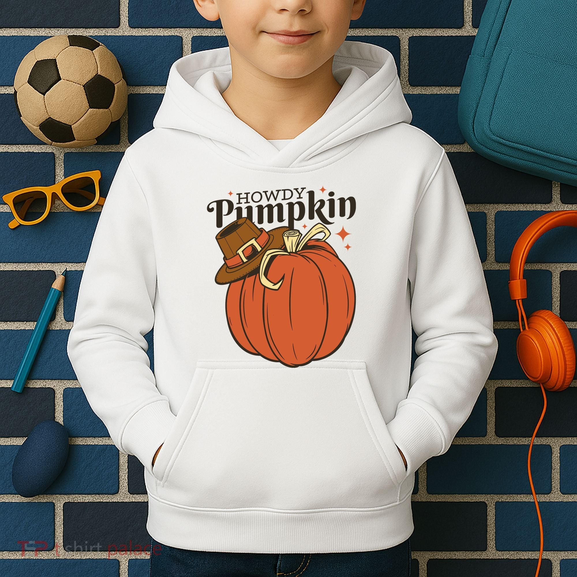 Howdy Pumpkin Cowboy Fall Kids Hoodie