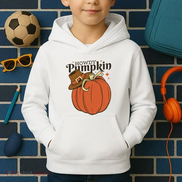 Howdy Pumpkin Cowboy Fall Kids Hoodie