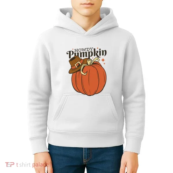 Howdy Pumpkin Cowboy Fall Kids Hoodie