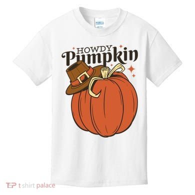 Howdy Pumpkin Cowboy Fall Kids T-Shirt