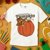 Howdy Pumpkin Cowboy Fall Kids T-Shirt thumb 3