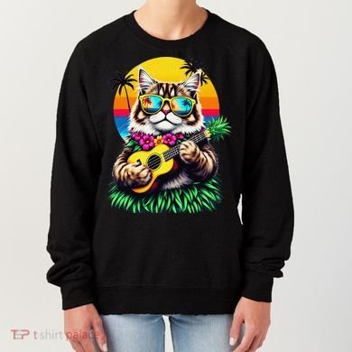 Hawaiian Persian Cat Pineapple Ukulele Summer Vacation Women's Sweatshirt