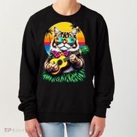 Hawaiian Persian Cat Pineapple Ukulele Summer Vacation Women's Sweatshirt thumb 0