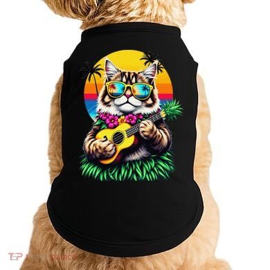 Hawaiian Persian Cat Pineapple Ukulele Summer Vacation Doggie Tank