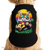 Hawaiian Persian Cat Pineapple Ukulele Summer Vacation Doggie Tank thumb 0