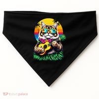 Hawaiian Persian Cat Pineapple Ukulele Summer Vacation USA-Made Doggie Bandana thumb 0