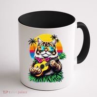 Hawaiian Persian Cat Pineapple Ukulele Summer Vacation Coffee Mug thumb 1