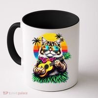 Hawaiian Persian Cat Pineapple Ukulele Summer Vacation Coffee Mug thumb 0