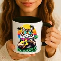 Hawaiian Persian Cat Pineapple Ukulele Summer Vacation Coffee Mug thumb 3