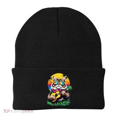 Hawaiian Persian Cat Pineapple Ukulele Summer Vacation Beanie
