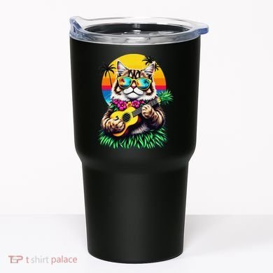 Hawaiian Persian Cat Pineapple Ukulele Summer Vacation Tumbler
