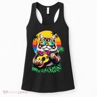 Hawaiian Persian Cat Pineapple Ukulele Summer Vacation Women's Tank Top thumb 0