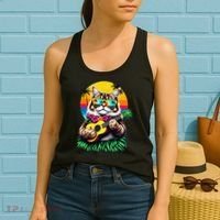 Hawaiian Persian Cat Pineapple Ukulele Summer Vacation Women's Tank Top thumb 2